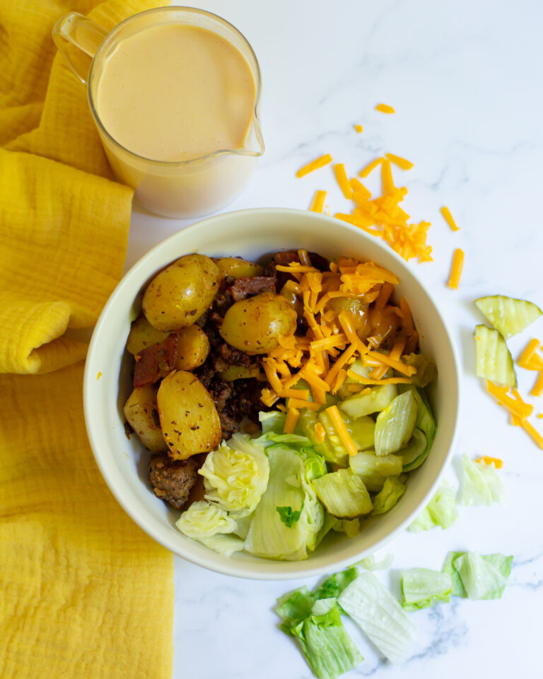 Loaded Bacon Cheeseburger Potato Bowls with a Secret Sauce