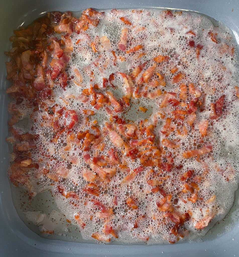 bacon cooked in a skillet