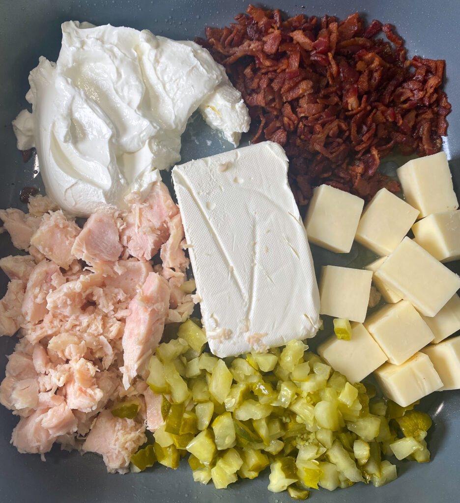 all of the ingredients in a skillet