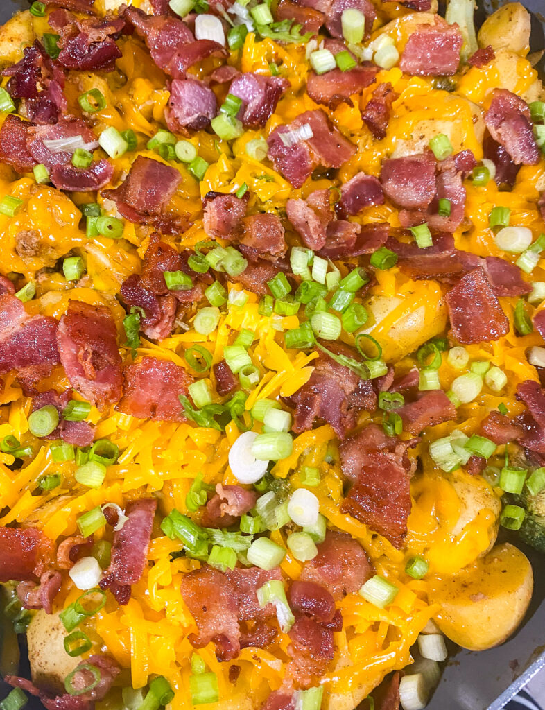 loaded baked potato skillet close up