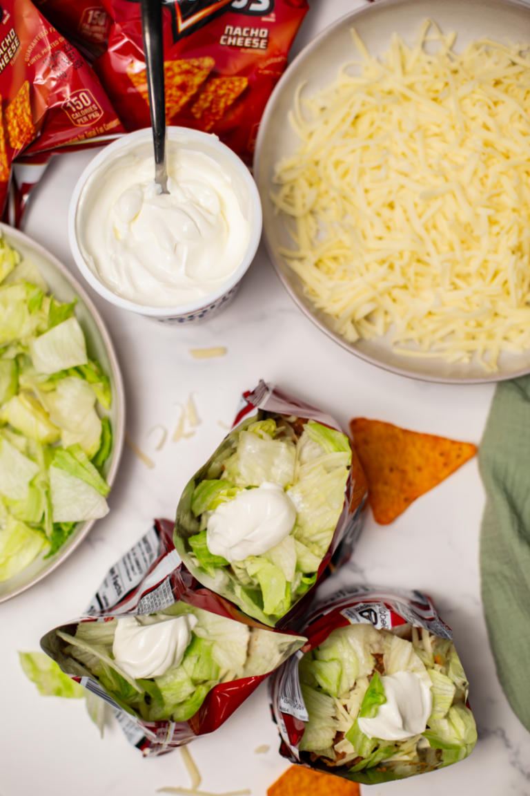 ingredients for walking tacos on white counter